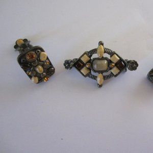 VINTAGE  Natural stone &  Amber Rhinestone